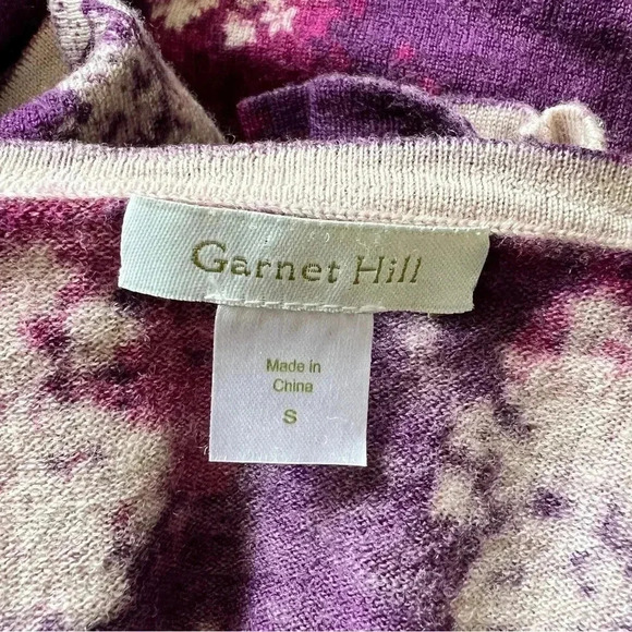 Garnet Hill Women’s 100% Merino Wool Cardigan Knit Egg Plant Purple Sweater - Picture 7 of 8